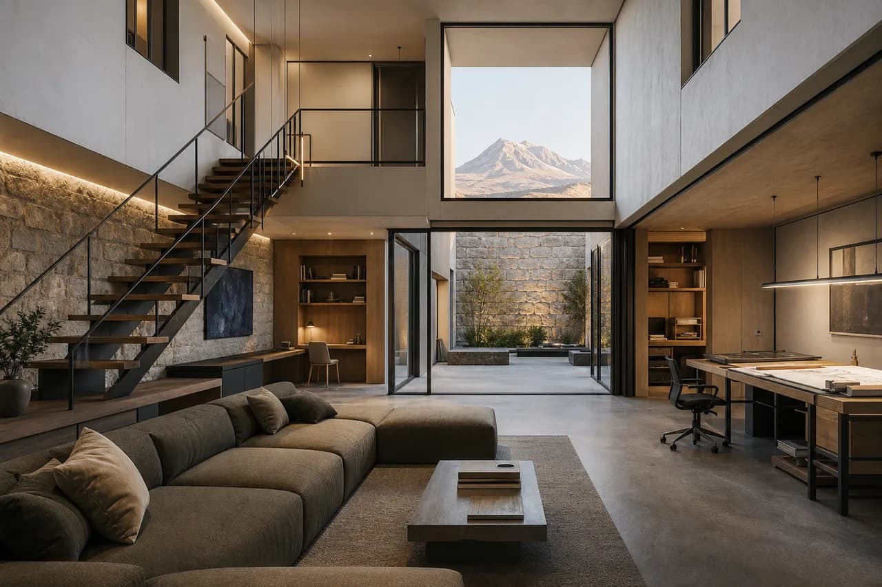 Erciyes manzaralı çağdaş ve minimalist iç mimari